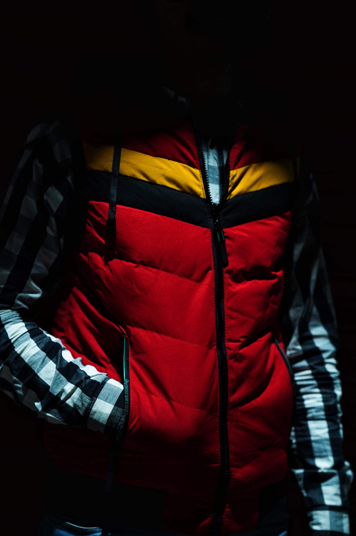 Red Tri-Stripe Puffer Jacket – Bold Winter Essential