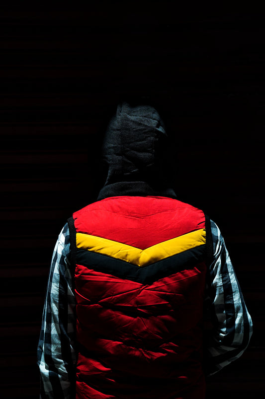 Red Tri-Stripe Puffer Jacket – Bold Winter Essential